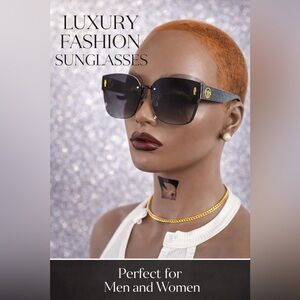 Luxury Oversized Black Shield Sunglasses – Gold Accent Detail | Women & Men